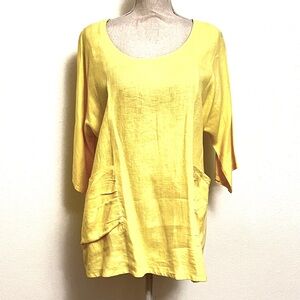 For Cynthia Women's Yellow Linen Top